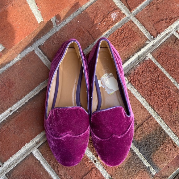 Purple Crushed Velvet Loafers - Picture 2 of 5